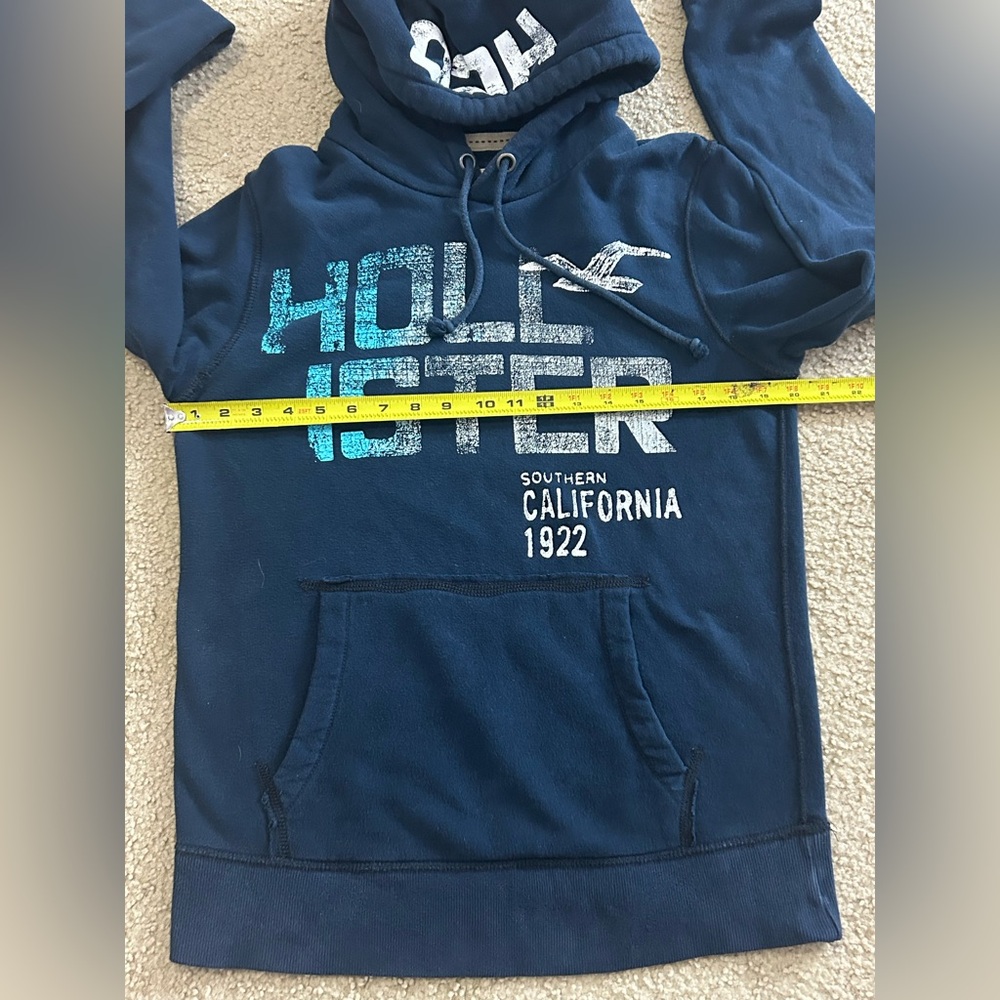 VTG Y2K Hollister 1922 Pullover Hoodie Blue Sweatshirt Kangaroo Pockets Small - Picture 6 of 7